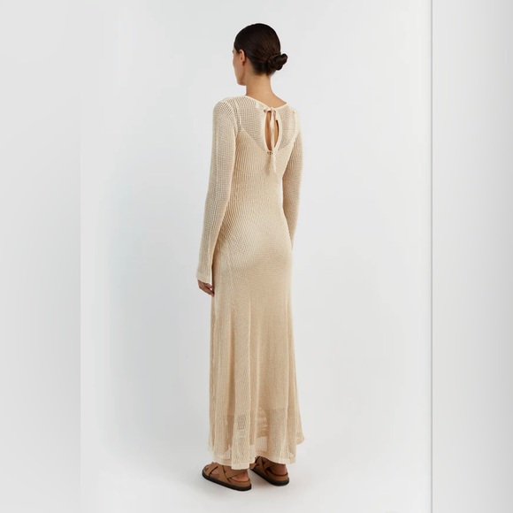 OPHELIA NATURAL LONG SLEEVE CROCHET MAXI DRESS - Picture 6 of 6